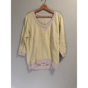 Victoria's Secret Grey and Lime Striped Crew Neck Pullover